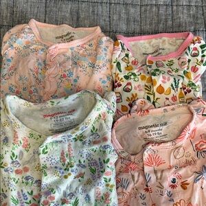 Magnetic Me Kids Pajamas - Pink and White Floral and Fruit Patterns